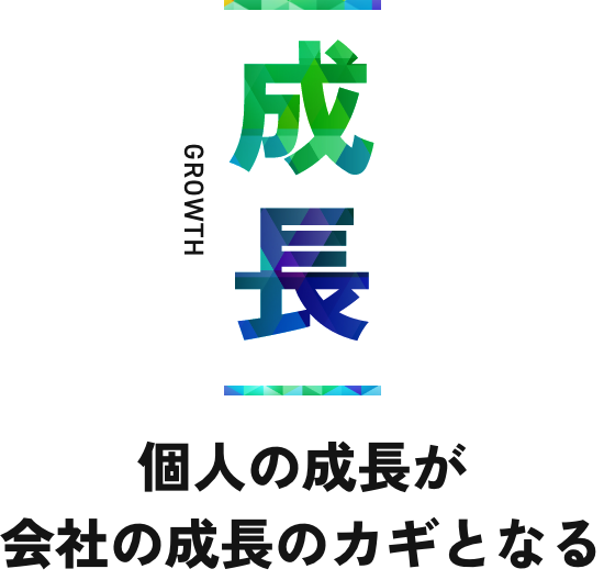 成長GROWTH個人の成長が会社の成長のカギとなる